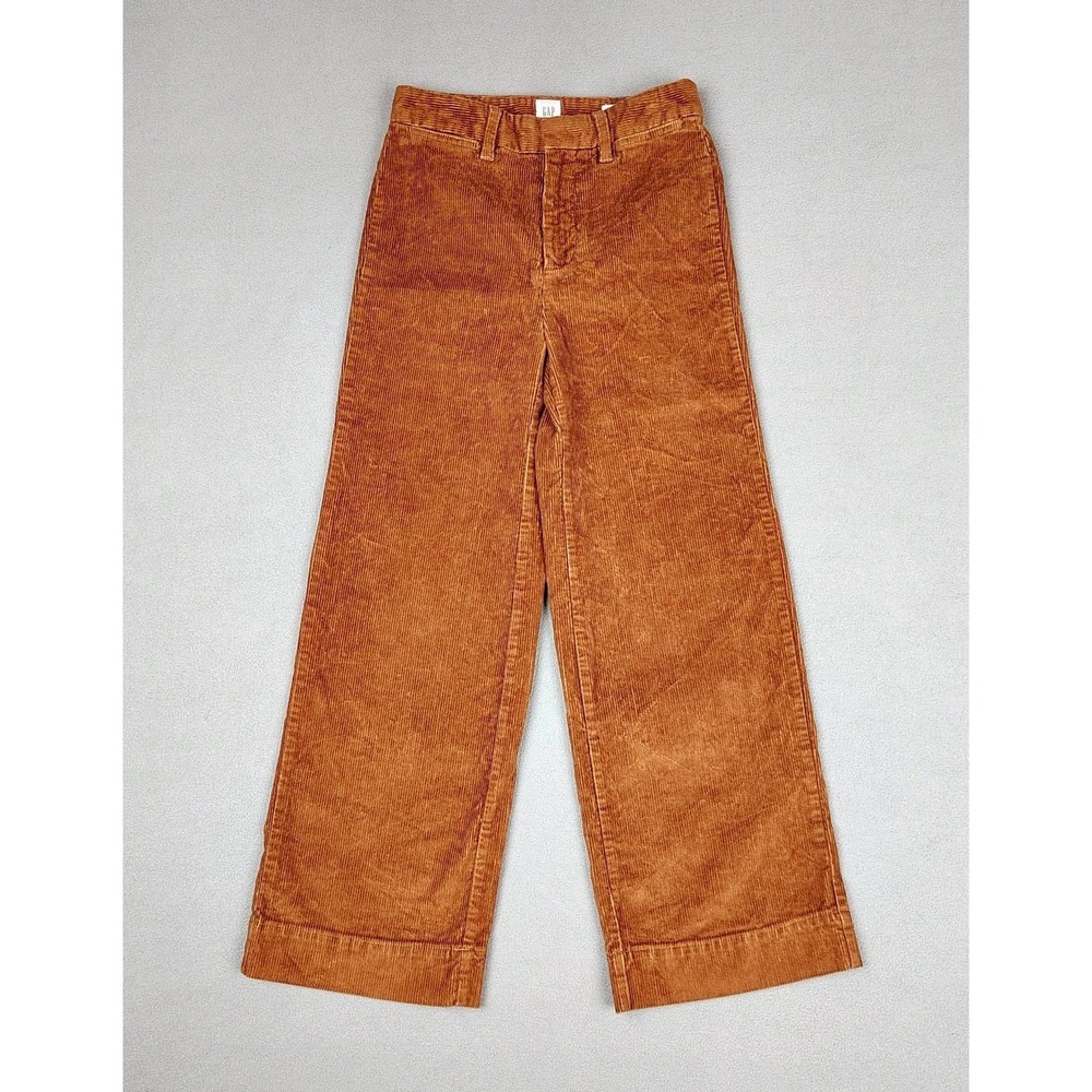 GAP Corduroy High Rise Wide Leg Crop Pants Women 0 Henna Brown Preppy Academia